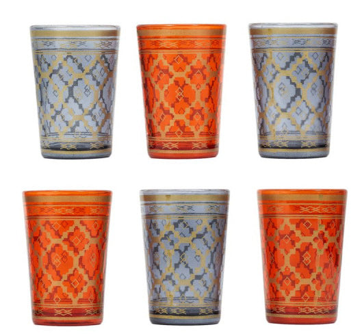 Verres à thé marocains avec motifs, lot de 6
