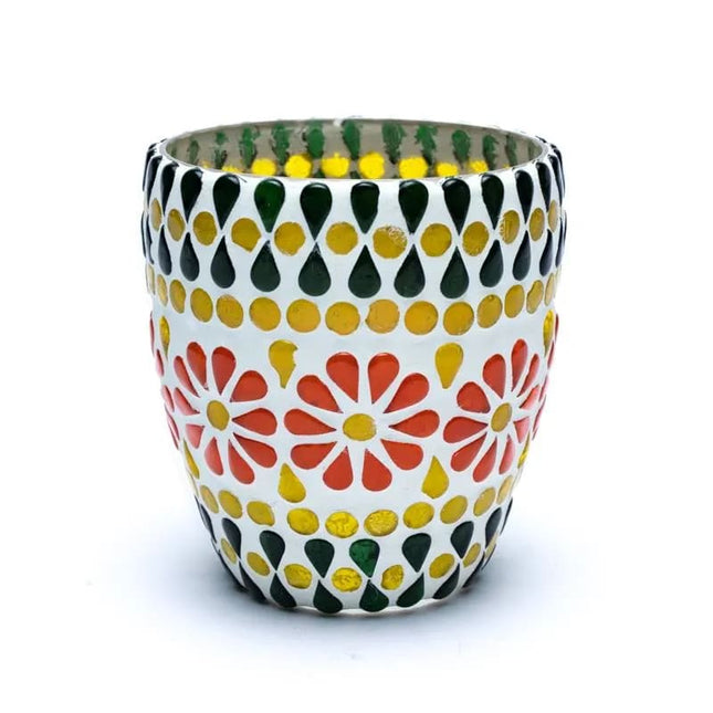 Mozaïek theelichthouder groen/geel