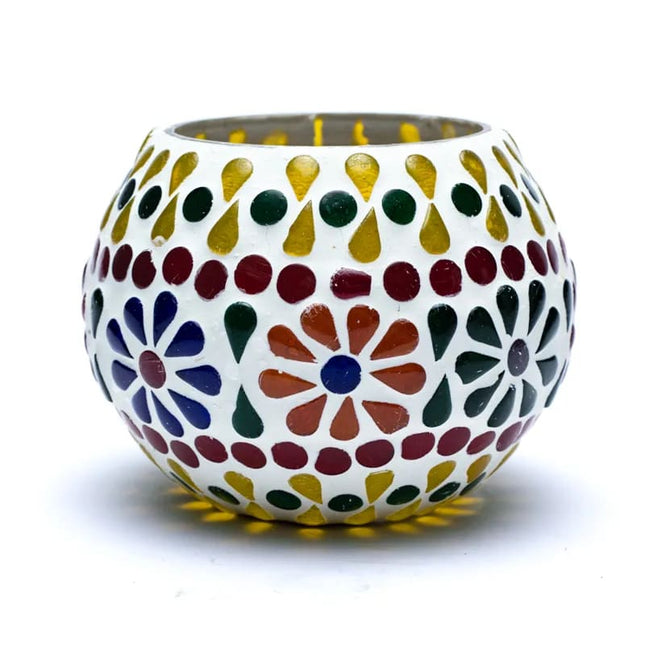 Mozaïek theelichthouder bloemen