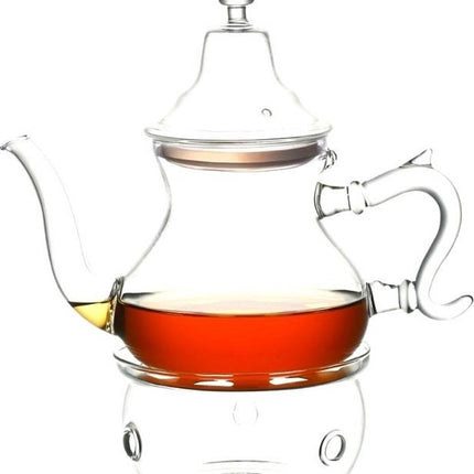 Marokkaanse glazen theepot met warmer.-1.8