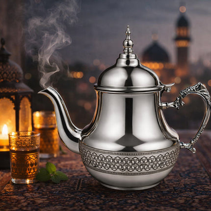 Marokkaanse Theepot RVS – Traditionele Arabische Theepot – Verkrijgbaar in 0,8 / 1 / 1,5 / 1,8 Liter