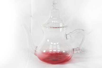 Marokkaanse glazen theepot Wit/Rood