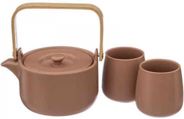 Keramiek Theepot met 2 kopjes - 50cl + 20cl