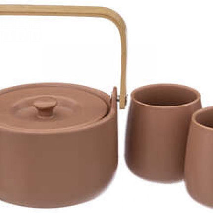 Keramiek Theepot met 2 kopjes - 50cl + 20cl