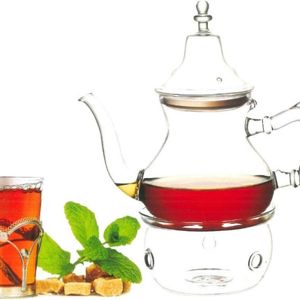 Marokkaanse glazen theepot met warmer