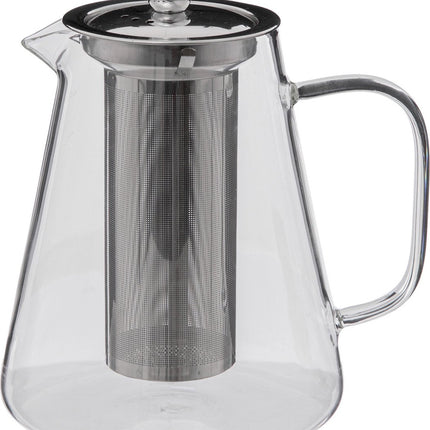 Transparant - Theepot - glas/rvs - met filter - 1300 ml