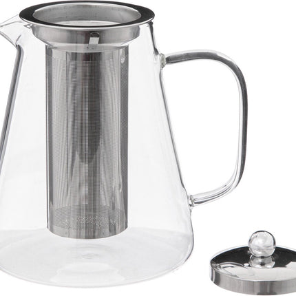 Transparant - Theepot - glas/rvs - met filter - 1300 ml
