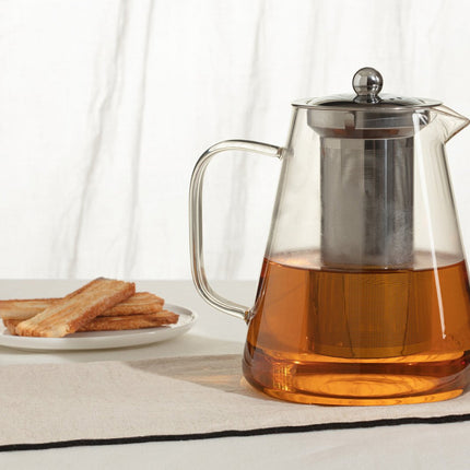 Transparant - Theepot - glas/rvs - met filter - 1300 ml