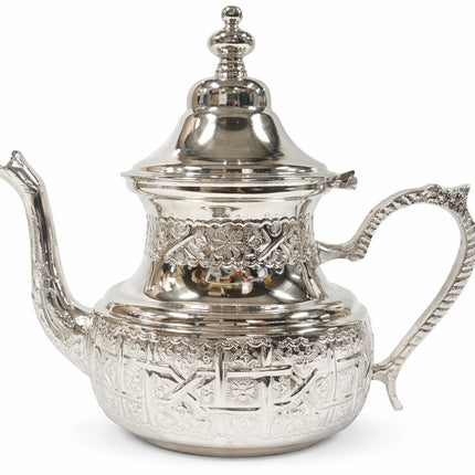 Traditionele Marokkaanse Theepot Zilver - berrad– Handgemaakt in Fes – 1 Liter