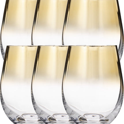Set van 6x stuks tumbler glazen gouden rand Arya 540 ml van glas