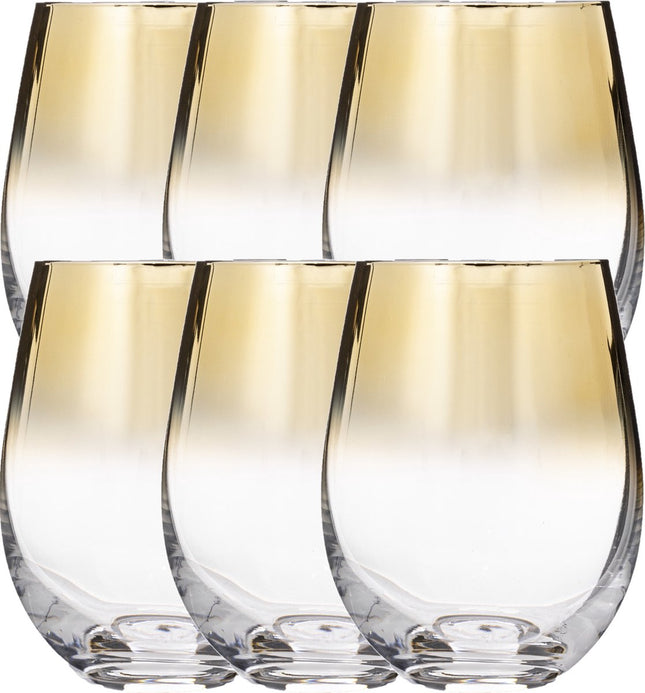 Set van 6x stuks tumbler glazen gouden rand Arya 540 ml van glas