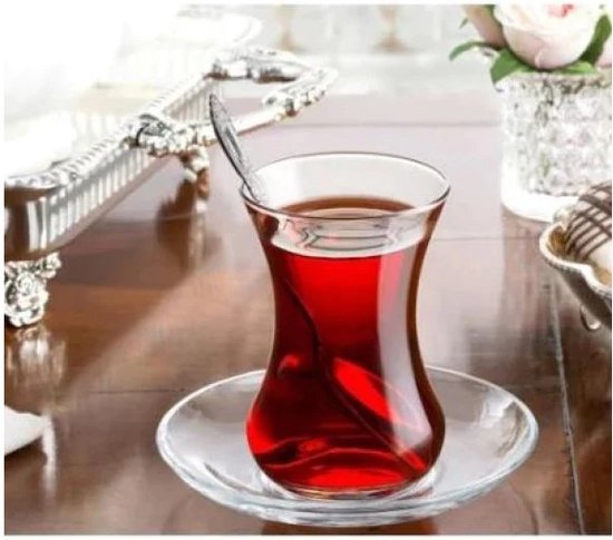 Turkish Tea Glasses With Coasters – Set of 6 – 130 ML