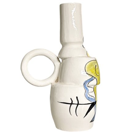 Unieke Handgeschilderde Marokkaanse Vaas met Abstracte Kleuren