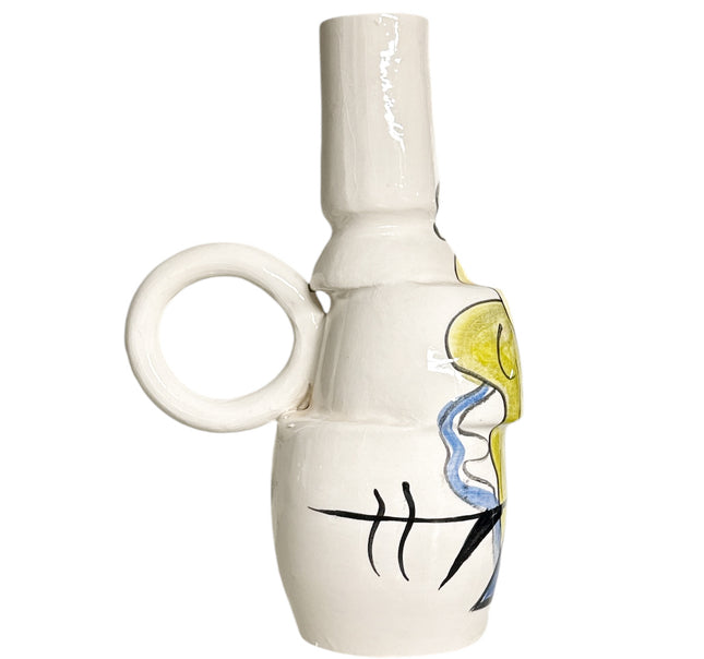 Unieke Handgeschilderde Marokkaanse Vaas met Abstracte Kleuren