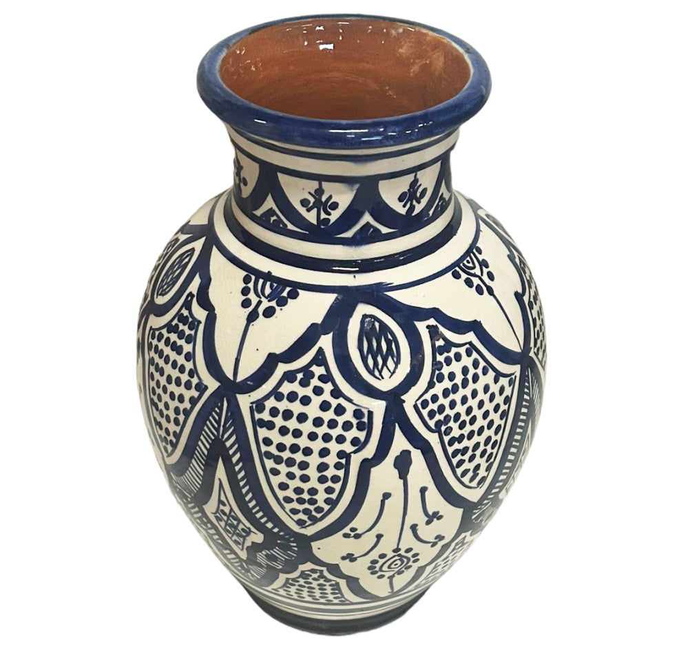 Marokkaanse vaas blauw – handgedraaid en handbeschilderd, 24 cm hoog – foto 3