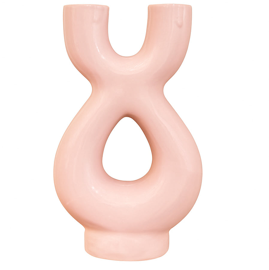 Vase Sculptural en Céramique Double – 36 cm – Design Moderne en Couleurs Variées