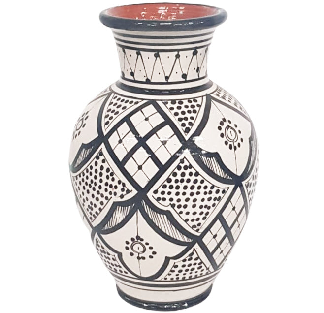 Vase céramique fait main noir blanc
