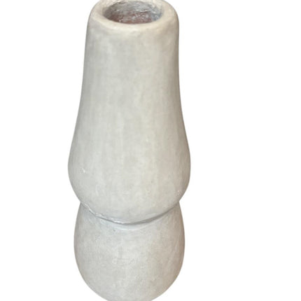 Handgemaakte keramieken vaas 30 cm – mat wit/crèmekleurig design