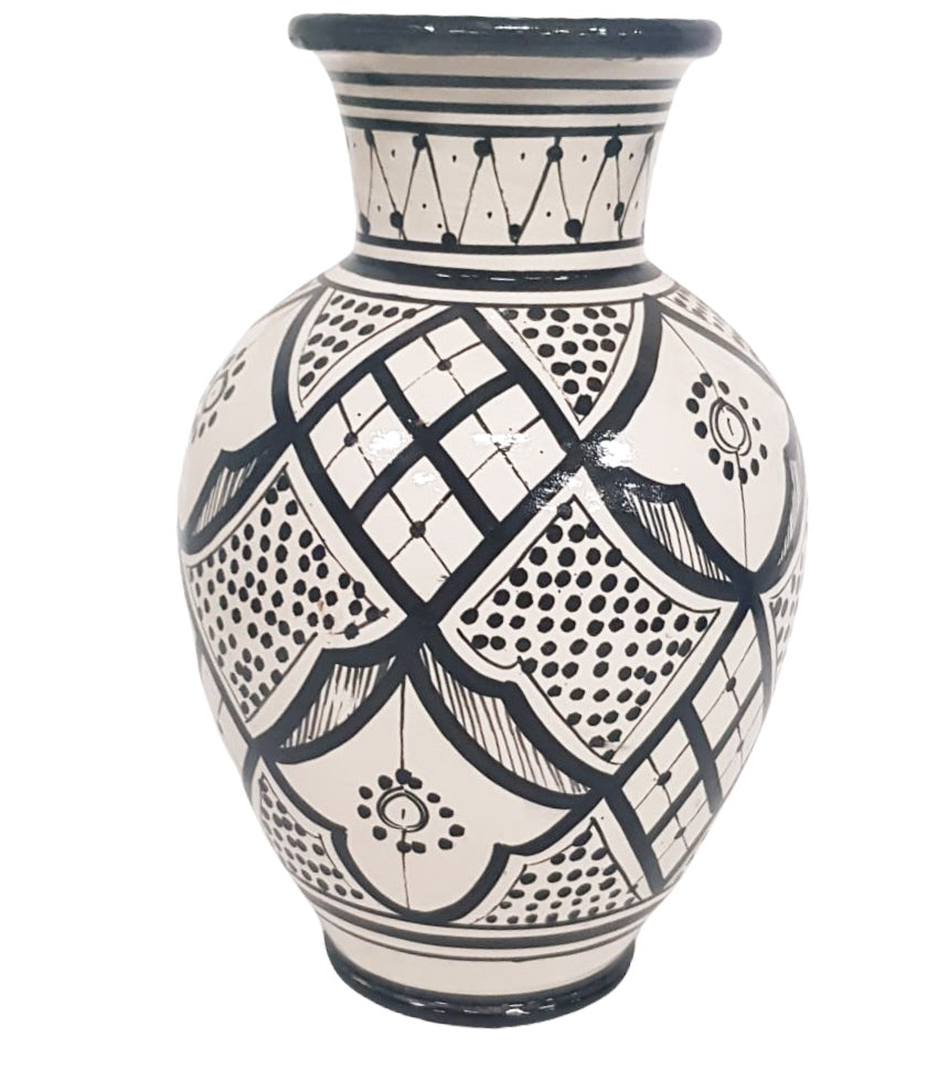 Vase céramique fait main noir blanc