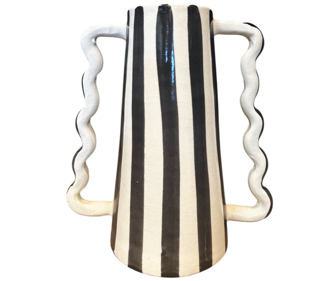 Handmade Ceramic Vase with Double Handle – 25 cm