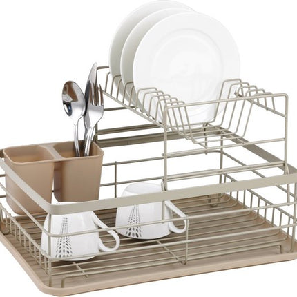 Vaat droogrek - afdruiprek - Staal / kunststof / hout - Beige