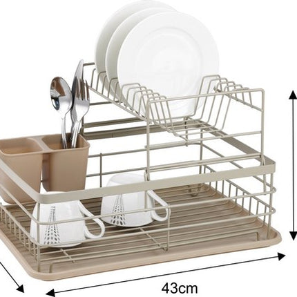 Vaat droogrek - afdruiprek - Staal / kunststof / hout - Beige