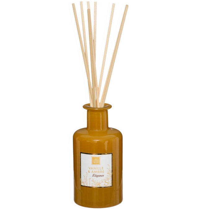 Vanille en Amber geurverspreider 200 ml met 8 rotanstokjes