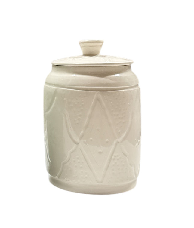 Voorraadpot -Keramische Decoratieve Pot - Gegraveerd 13cm