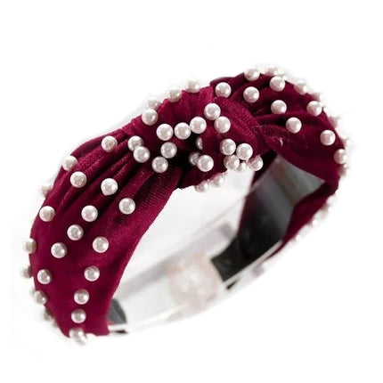 Elastische haarband turban met parels