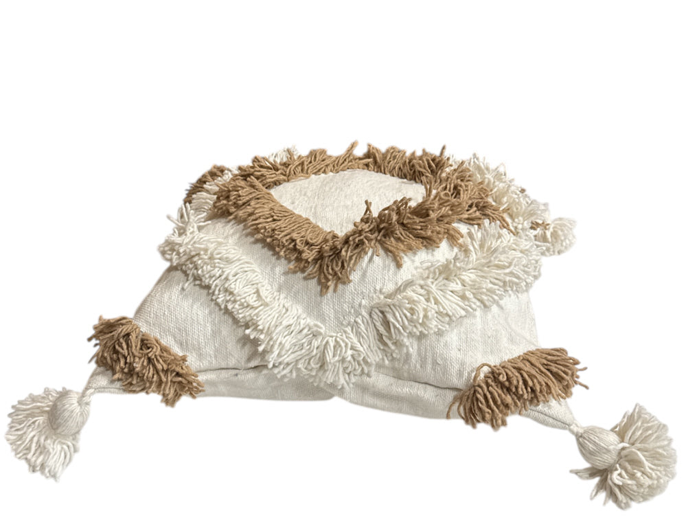Moroccan Square Cushion Cover with Tassels