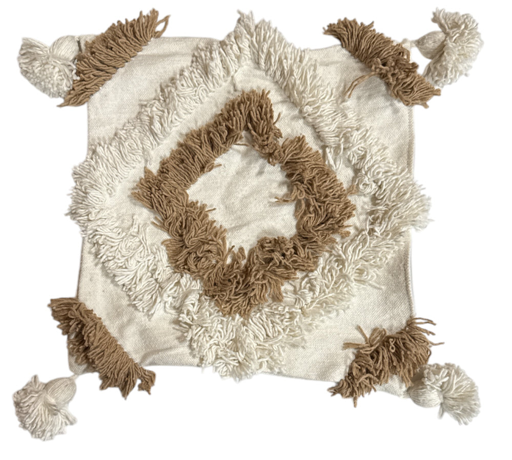 Moroccan Square Cushion Cover with Tassels
