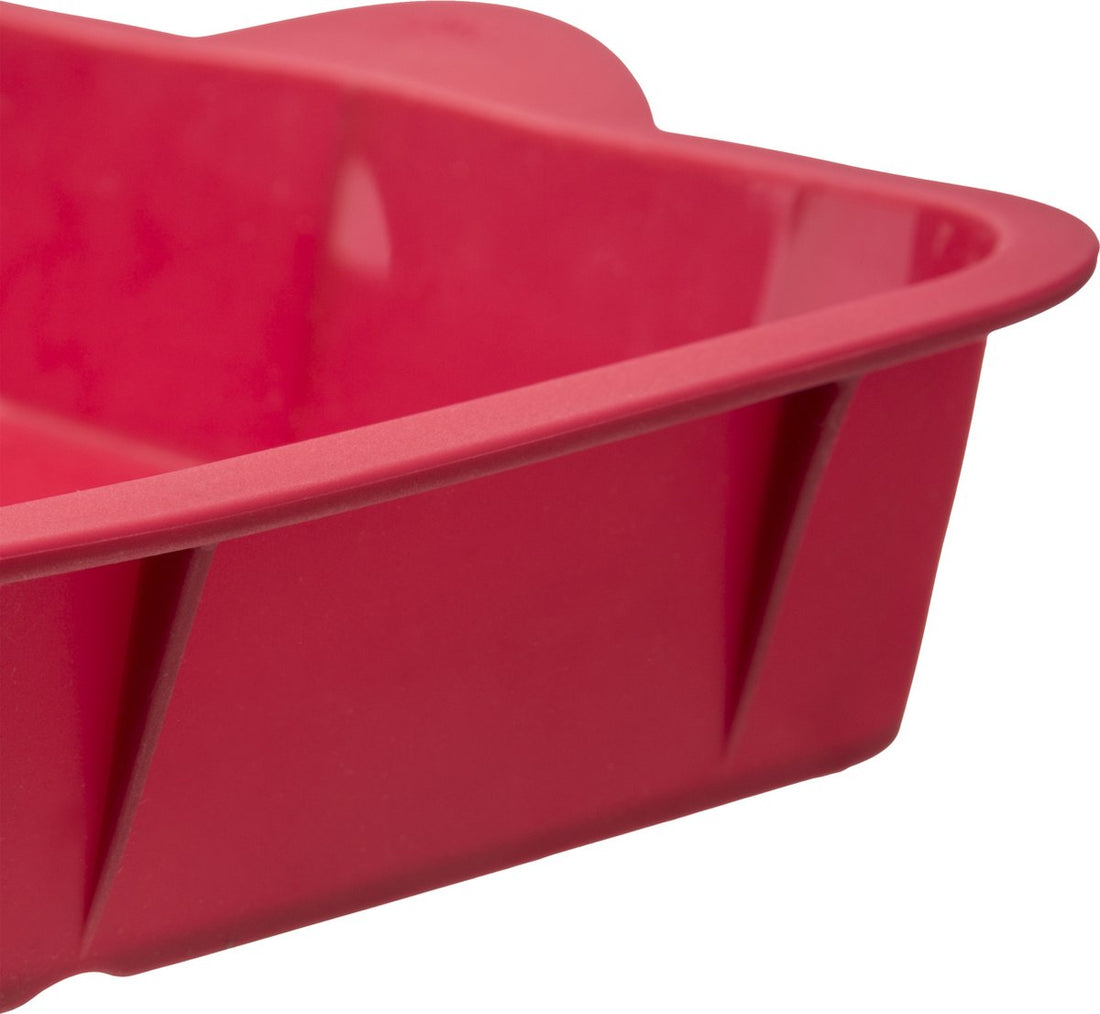 Moule de cuisson carré en silicone rouge | Moule à gâteau avec poignées | Moules à gâteau | Revêtement antiadhésif