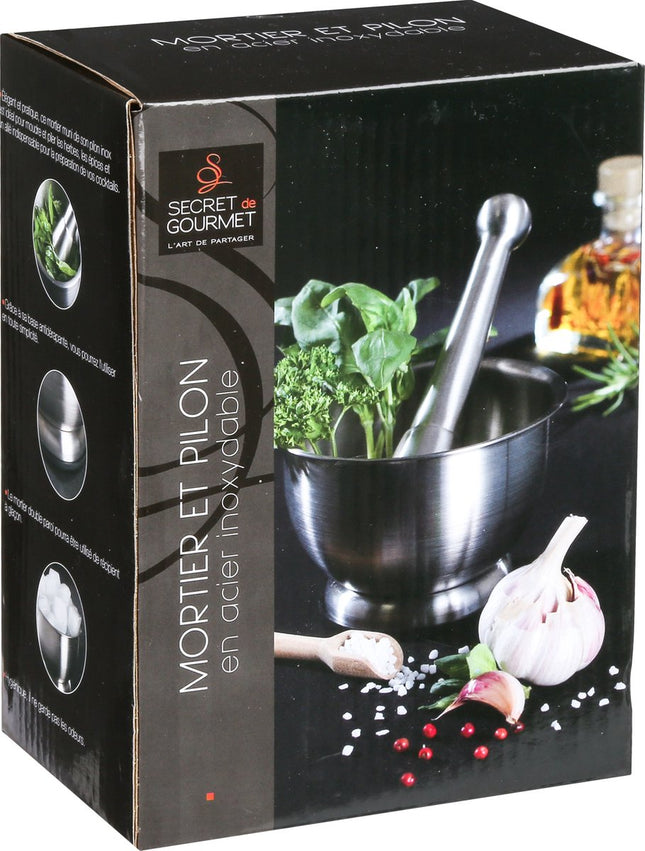 Vijzel met stamper RVS D12 x H8 cm - Kruiden maler