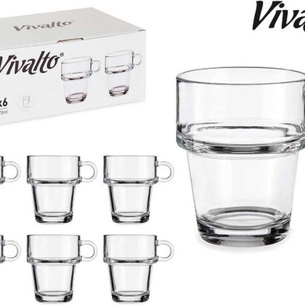 Set van 6 glazen thee/koffieglazen met oor - 27cl - stapelbaar