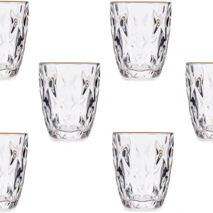 Waterglazen/drinkglazen - kristal look - gouden rand - 270 ml