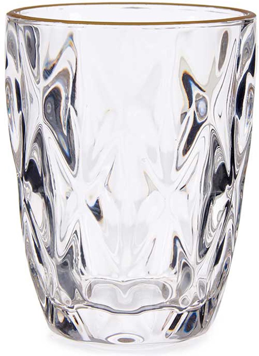 Water glasses/drinking glasses - crystal look - gold rim - 270 ml