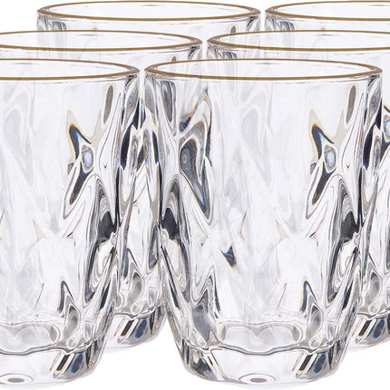 Waterglazen/drinkglazen - kristal look - gouden rand - 270 ml