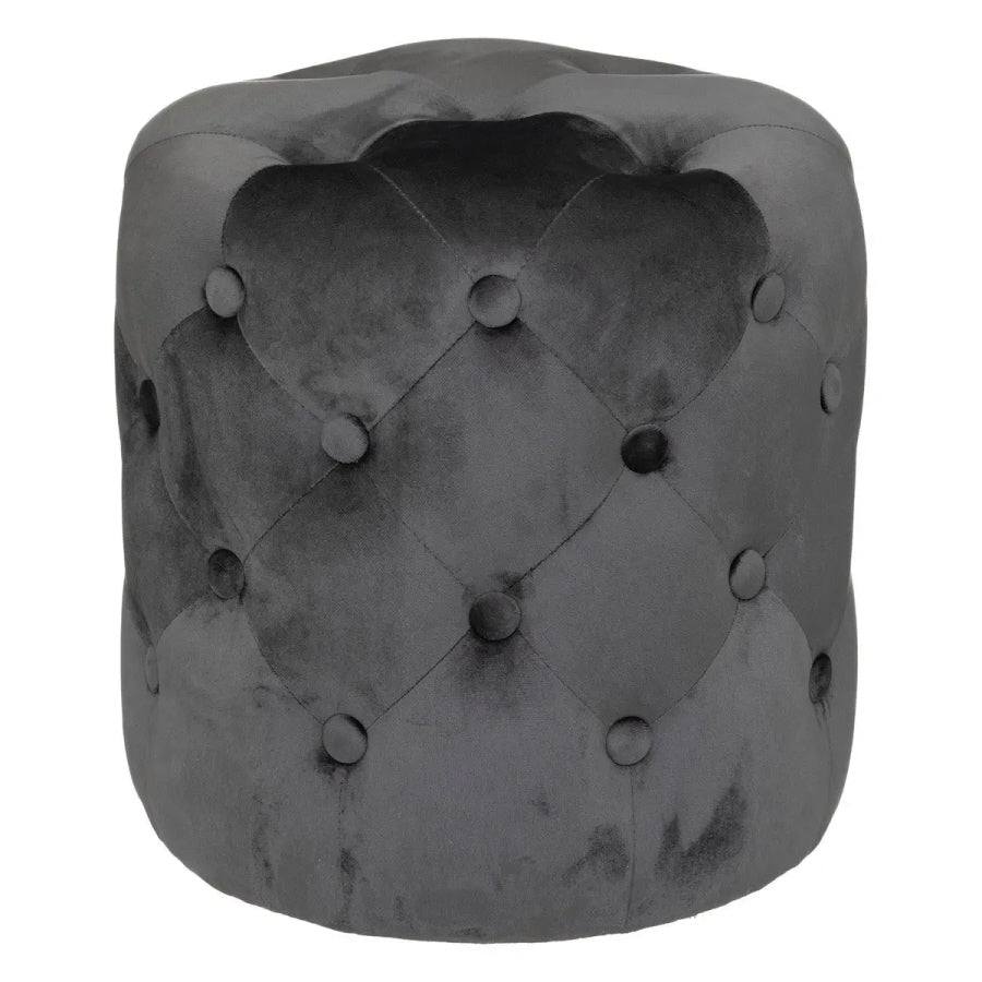 Velvet pouffe - Grey - Oriental - Ø38 cm