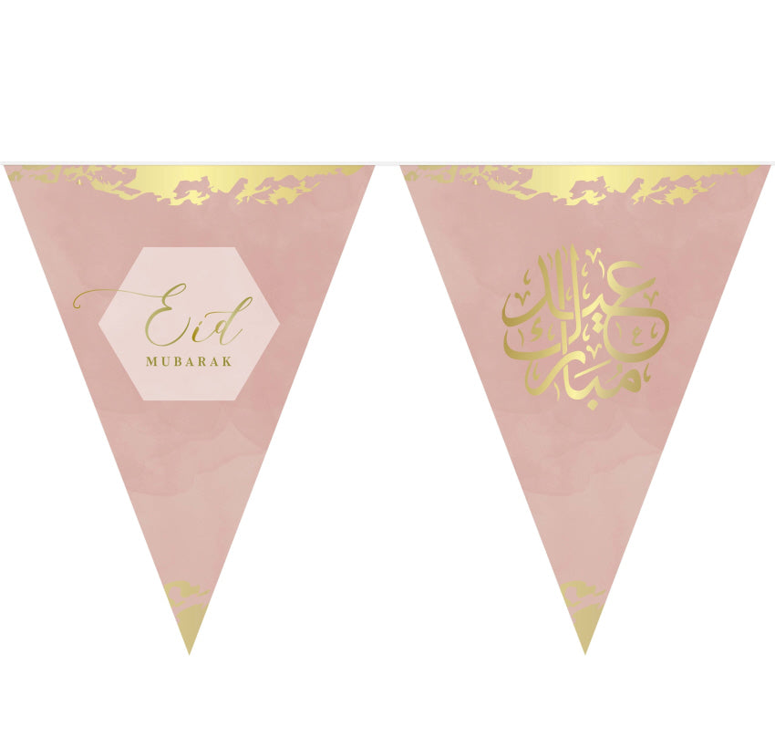 Guirlande de drapeaux Aïd Moubarak vieux rose