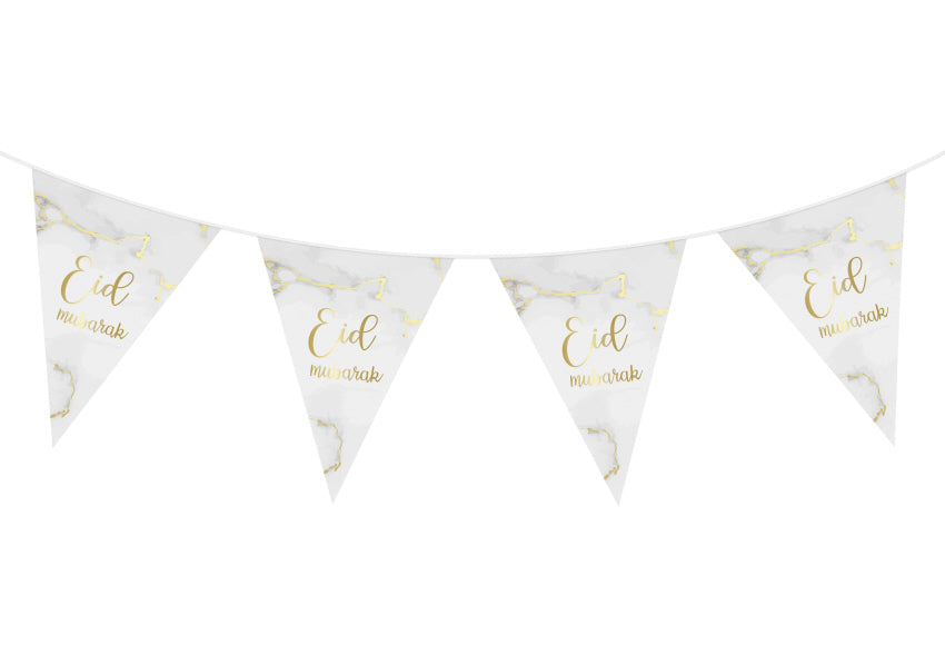 Drapeaux Eid Mubarak marbre or