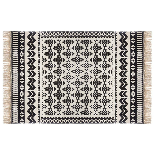 Vloerkleed zwart wit katoen