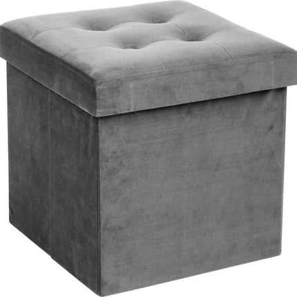 Atmosphera Poef/hocker/voetenbankje - opbergbox - zwart - PU/MDF - 38 x 38 cm - opvouwbaar