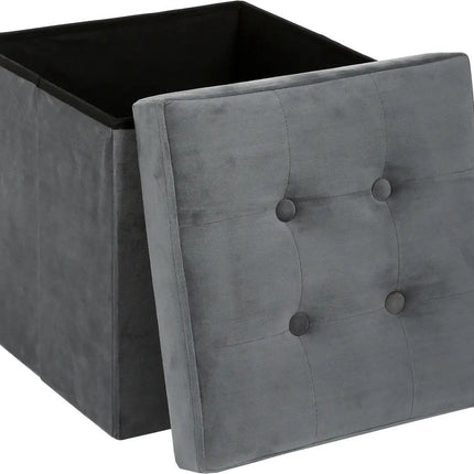 Atmosphera Poef/hocker/voetenbankje - opbergbox - zwart - PU/MDF - 38 x 38 cm - opvouwbaar