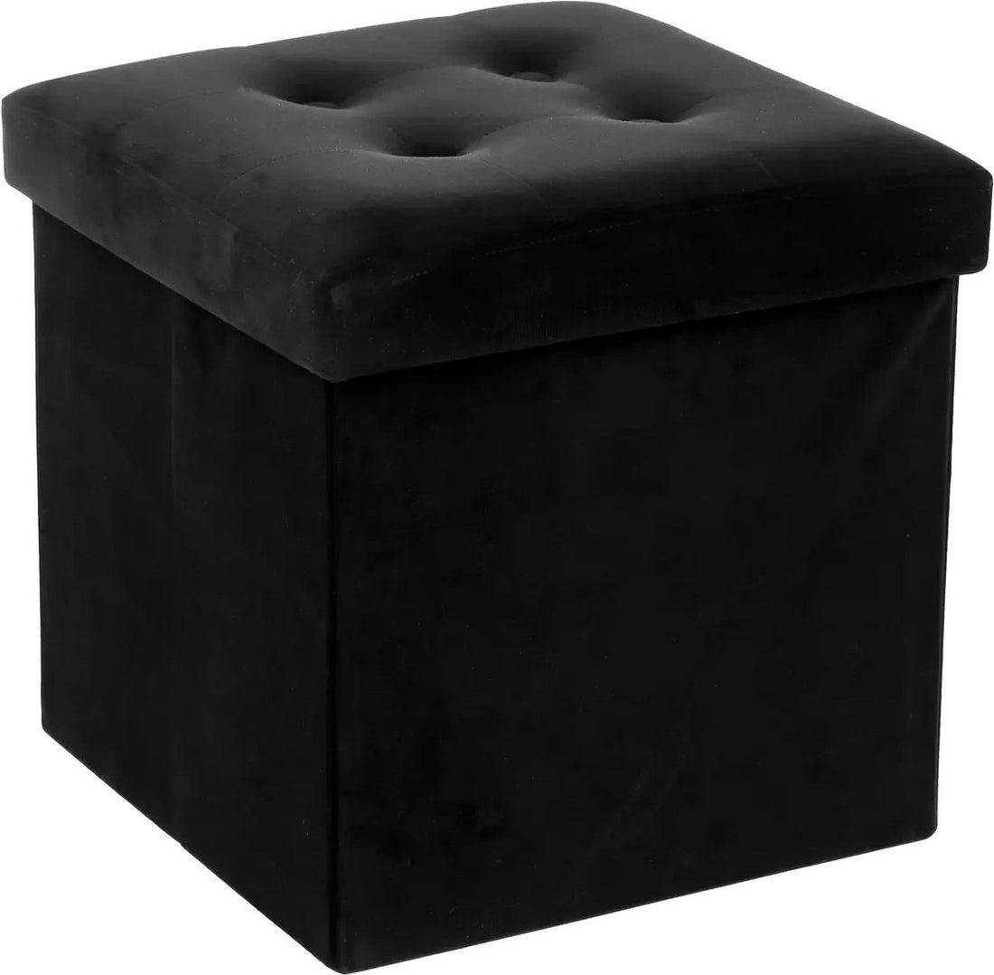 Atmosphera poef met opbergruimte – opvouwbare hocker, zwart of grijs, 38 cm