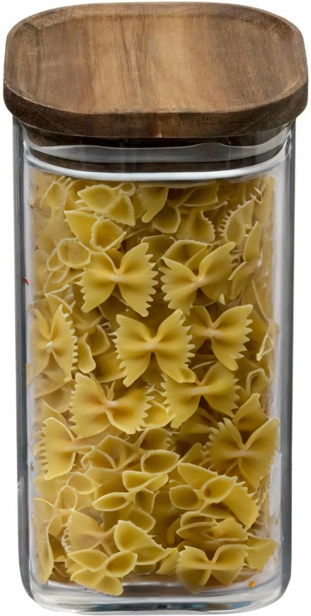 Voorraadbus/voorraadpot 1,6L glas met acacia houten deksel - 1600 ml
