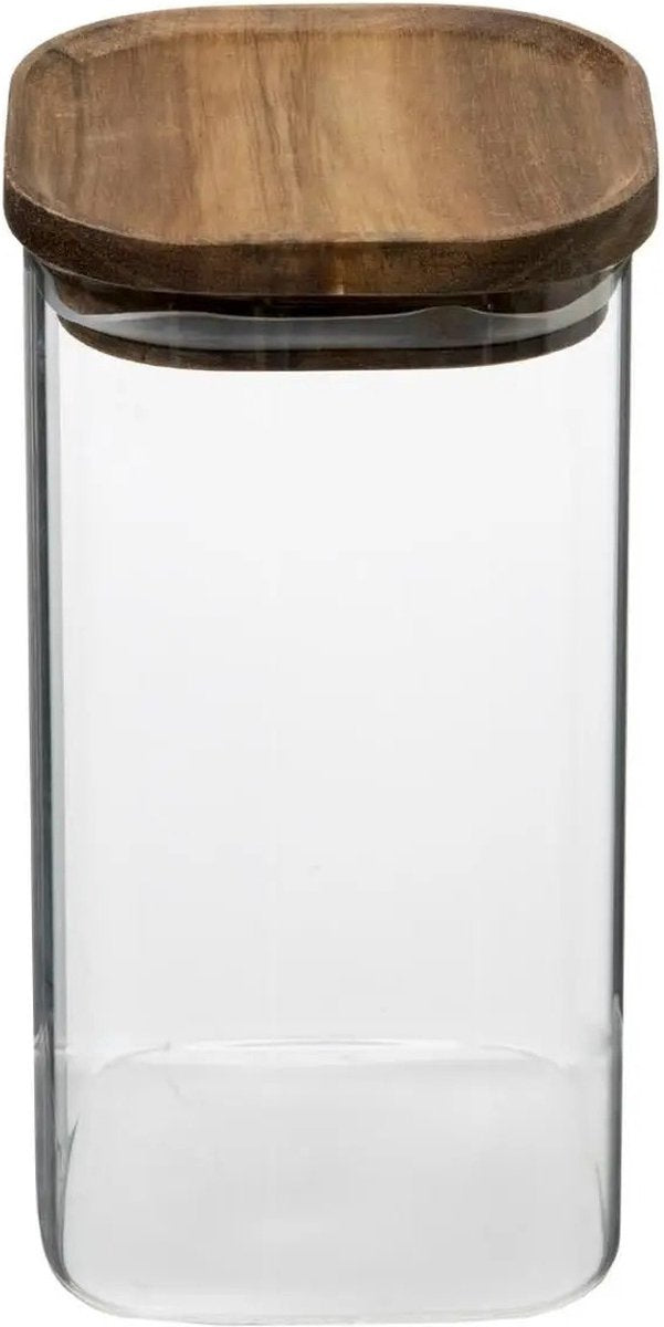 Voorraadbus/voorraadpot 1,6L glas met acacia houten deksel - 1600 ml