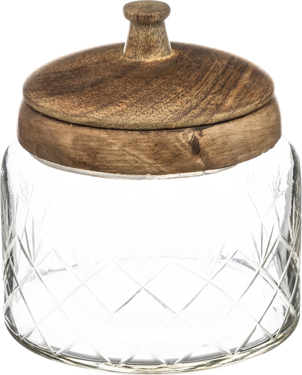 Glass storage jars with wooden lid