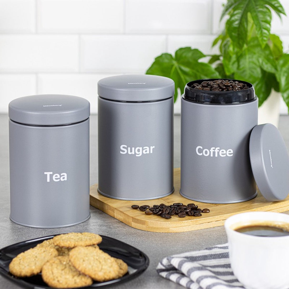 Klausberg 7544 - Storage jar set - coffee, tea, sugar - Grey