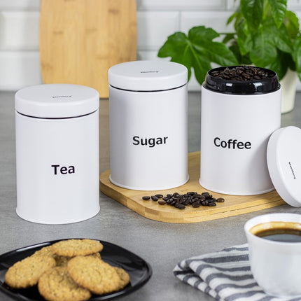 Voorraadpotten set - koffie, thee, suiker - Wit