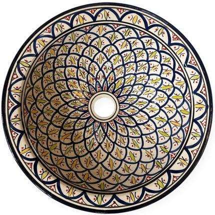 Marokkaanse waskom - kleurrijk - aardewerk (opbouw) wasbak - Ø 40 cm